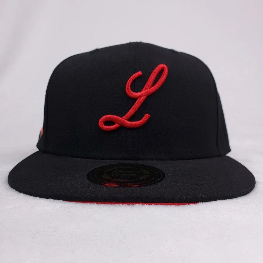 Louisville Black Caps Rings & Crowns NLB Fitted 7 1/2 Flatbill Hat Cap Black NWT